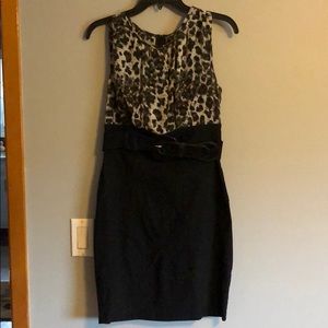 Leopard and black cocktail dress